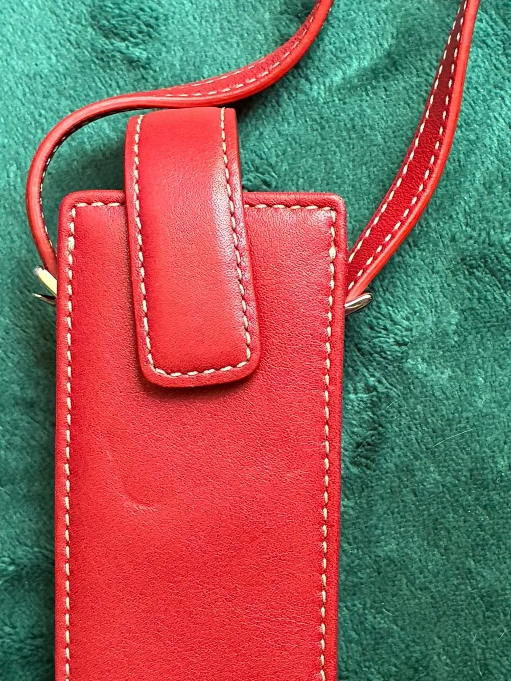 Coach Vintage Red Leather Accessory Buckle Pouch Phone Keys Makeup Headphone Etc
